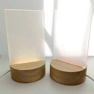 Hot Sale 3D Creative DIY Blank Acrylic Lamp Wooden LED Base Square Night Light for Bedroom Decor Wooden Boxes Wall Signs