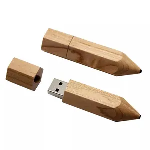 wholesale Creative wood pencil U disk manufacturers hex pencil u disk School students gift wood pencil u disk