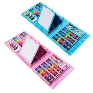 Set di 208 pezzi di arte set di colori per bambini forniture di arte acrilica pennelli per pittura set di articoli per l'arte di cancelleria penna materiale per la scuola