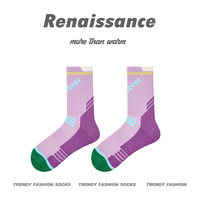 Chaussettes de sport Renaissance pour femme, collection automne, montantes, color-block, tendance, absorbantes, anti-odeur, respirantes, avec semelle en tissu éponge