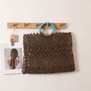 Luxury Women's Straw Bag for Seaside Holidays Handmade <b>Square</b> Summer Hollow Geometric Pattern Beach Bag - Product Image 6