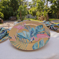 Assiette de présentation de luxe en plastique doré incrusté, 13 pouces, design moderne, haute qualité pour mariages, maisons et fêtes