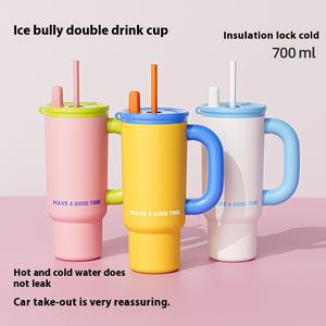 2025 Hot Selling New <b>Large</b> Capacity 500ml Office Stainless Steel Straw Mug Portable Ice Cup <b>with</b> <b>Plastic</b> <b>Lid</b> Overlord Thermos - Product Image 4