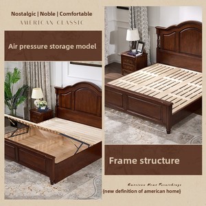 Muebles de Madera para Dormitorio de Lujo Estilo Americano, Cama King Size de Madera de Caoba Sólida de 1.8 Metros, Modelo BB-SB8819 #   Rustic Vi - Product Image 6