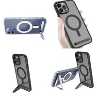 Casing Magnetik Transparan Anti Benturan untuk iPhone 15 Pro Max dengan Kickstand, 17 Air 16 14 13 12 Plus 11, Dilengkapi Holder, Dropshipping
