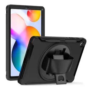 Aksesoris Tablet penutup kasar hibrida untuk Samsung Galaxy Tab S6 lite casing dengan tali tangan berputar