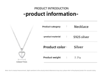 Vente en gros de colliers en argent sterling 925 pour femmes, bijoux de mode, collier en forme de cœur, style coréen, accessoires simples