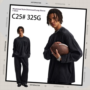 <span class=keywords><strong>Abbigliamento</strong></span> Uomo ARTIE |   T-shirt a maniche lunghe in puro cotone pesante 325g, vestibilità ampia, stile streetwear, Nuova Collezione Autunno Inverno 2026 - Product Image 3