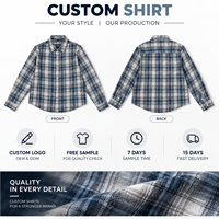 Kemeja Pria Streetwear Motif Kotak-kotak Bahan Katun Poliester Celup Benang Lengan Panjang Model Santai Vintage Kasual OEM ODM