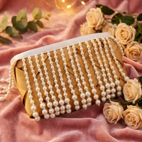 Bordure en dentelle perlée faite à la main, chaîne de perles, tissage de perles, bordure à pompons pour robe de mariée, accessoires de vêtements DIY