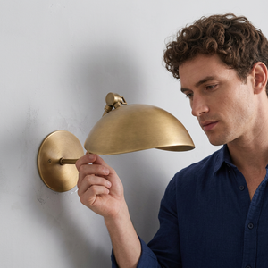 Modern Brass <b>Wall</b> <b>Sconce</b> Round Shape Indoor <b>Lighting</b> Fixture for Bedroom Home Decor Durable Design - Product Image 1