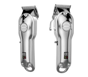 HIENA HI-206 Cortadora de pelo de peluquero inalámbrica eléctrica profesional Pantalla LCD Máquina para cortar cabello dorado y plateado Cambio USB Coches - Product Image 1