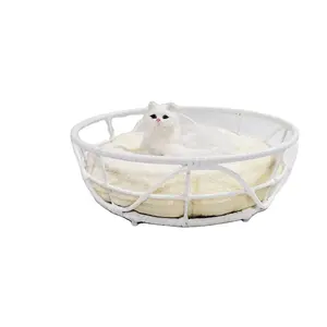 Chenil pour chien et chat dans la maison couvertures remplaçables faites à la main générique rotin tissé semi fermé Villa pour animal de compagnie nid pour chat maison lit pour chien