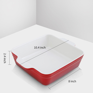 Plat de cuisson carré en céramique avec poignée Ustensiles de cuisine écologiques pour nouilles <span class=keywords><strong>au</strong></span> <span class=keywords><strong>fromage</strong></span> et cuisson - Product Image 3