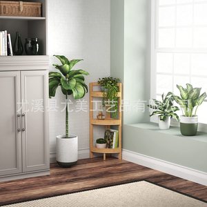 Estante triangular de bambú, tipo de cuatro niveles para colocar en el suelo, adecuado para uso doméstico, estantería de esquina para sala de estar, estantería de esquina para baño - Product Image 2