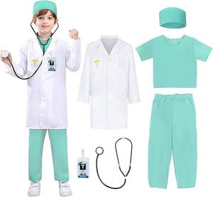 Çocuklar cadılar bayramı Cosplay doktor kostüm ile Lab Coat şapka etekler dahil stetoskop rozeti - Product Image 1