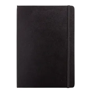 Notebook Manufacturer Printing Office Supplies Black PU Leather Cover Lined Notebooks Custom Service