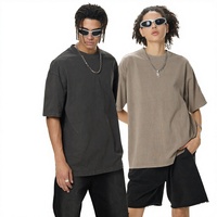 T-shirt à manches courtes en coton lourd de 260 g, vintage, uni, délavé, avec logo personnalisé, de haute qualité, en gros