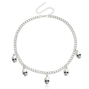 Joyería transfronteriza europea y americana, colgante de calavera de Hip-Hop exagerado para mujer, cadena de clavícula con borla de Metal Punk - Product Image 6