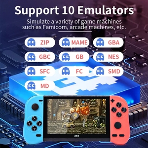 เครื่องเล่นเกมพกพา X50 Retro 5.1 HD 800x480 8GB 10 อีมูเลเตอร์ MAME GBA NES รองรับการเชื่อมต่อทีวี  หน่วยความจำ 64GB TF  จอยสติ๊กคู่ น้ำหนัก 320 กรัม - Product Image 3