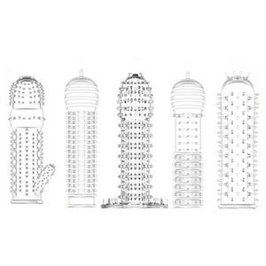 kondom sex toy male dotted reusable crystal condom product sleeve