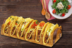 Support à <span class=keywords><strong>tacos</strong></span> en bois, plateau à <span class=keywords><strong>tacos</strong></span> en bambou, support debout, peut contenir 6 <span class=keywords><strong>tacos</strong></span> à coque souple ou dure, idéal pour les tortillas, les burritos, les fêtes à domicile - Product Image 4