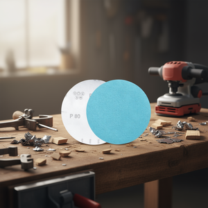 Disques abrasifs à velcro robustes P80 bleus 150 mm pour le polissage du bois et du métal - Product Image 3