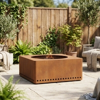 Brasero rustique en acier Corten couleur rouille pour bois de chauffage sec, personnalisable en gros, avec tiroir