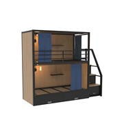 Mobilier de chambre à coucher moderne, lit superposé pour adulte, lit superposé à Double Capsule avec escalier et casiers