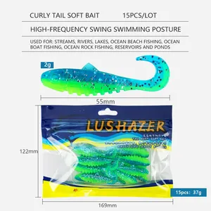 LUSHAZER 15 unids/bolsa cola rizada Shad señuelo suave cebo de pesca 55mm 2G señuelos de PVC artificiales cebos de plástico blando para lubina trucha - Product Image 2