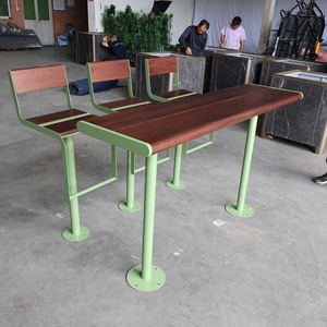 Thép mạ kẽm rắn gỗ hình chữ nhật bàn ghế thiết lập cho ăn uống ngoài trời cho biệt thự sân văn phòng nhà hàng khách sạn đồ nội thất - Product Image 2