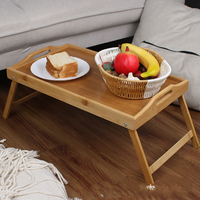 Plateau alimentaire multifonctionnel en bambou sur mesure avec pieds pliants, plateau de lit avec finition laquée pour la cuisine, le salon, les fruits, les boissons et les outils