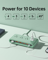 Multiprise Écologique Nouvelle Génération avec Chargeur d'Ordinateur Portable PD 35W, 4 Prises, 3 Ports USB-A et 3 Ports USB-C pour Bureau – Haute Qualité