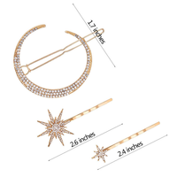 Barrettes à cheveux élégantes vintage en strass plaqué or Crownia, style européen et américain, avec éléments étoile et lune, vente en gros