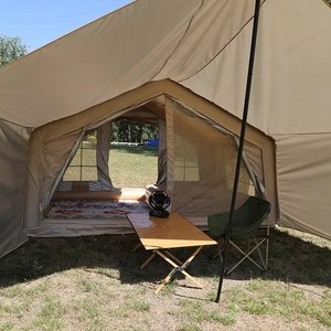 Carpa de Lona para Acampar, Impermeable, de Doble Capa, para 6-8 Personas, con un Dormitorio, Armazón Recto, Montaje Manual, para Uso en Exteriores en Tres Estaciones - Product Image 4