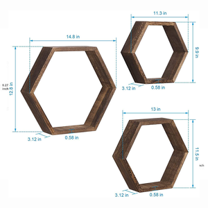 Estantes flotantes montados en la pared Estantes hexagonales de pared para sala de estar Almacenamiento de madera Panal - Product Image 4