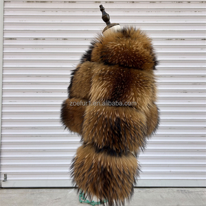 Nouvelle Collection Hiver 2026 – Veste Courte Tendance en Véritable Fourrure de Renard et de Raton Laveur Naturel pour Femme - Product Image 2