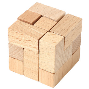 Wood Seven-grain <strong>Cube</strong> Children's Educational Block Set <strong>Puzzle</strong> Building Blocks 3D - Product Image 1