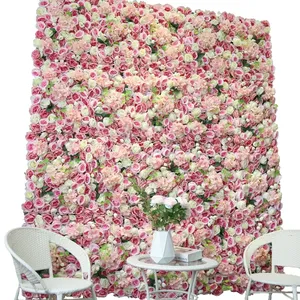 Wholesale Wedding 40*60 CM Backdrop Pink Rose Panels Ombre Flower Wall For Event Decoration