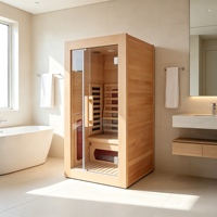 Estufa de Sauna de Leña Ecológica de Madera Maciza de Hemlock para Interiores, con Infrarrojos Lejanos, para Apartamentos y Villas, Capacidad para 2 Personas, Bajo EMF