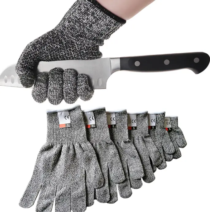 En388 String Knit Hppe Level 5 Schnitt beständige Arbeits handschuhe Anti-Cut-Schutz Pu-Handschuhe für den Glas transport