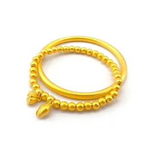 Customization Gold Bracelet Women Jewelry 18K Gold Plated Brass Circle Cuff 6mm Placer Gold Bangles Bracelet Pulsera de oro