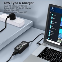 Cargador USB-C PD de 65 W, Adaptador de Corriente de Escritorio para Portátil Chromebook MSI Prestige Summit Modern Claw, Cargador Rápido USB C de 65 W