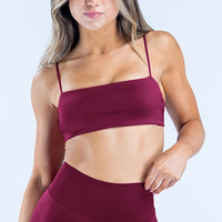 Soutien-gorge de sport transfrontalier à fines bretelles, séchage rapide, maintien moyen, Spandex/Nylon, couleur unie, 220g, pour course, entraînement, yoga, pilates