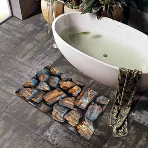Alfombrilla de Baño de Tierra de Diatomeas Rectangular con Estampado Retro de Madera, Absorbente y Antideslizante para Baño, Ducha y Entrada - Product Image 2