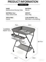 Panier de rangement pour lit bébé en alliage d'aluminium, housse en lin détachable et lavable, 3 positions réglables pour la chambre d'enfant, la crèche, le parc, l'hôtel