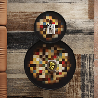 Ensemble de table basse ronde en bois de style italien avec finition brillante pour salon