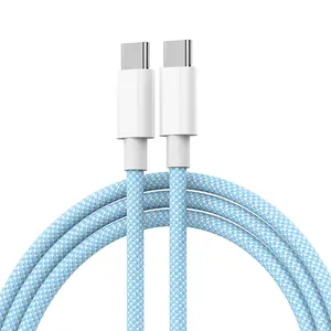 2023 neu Macaron farbiges USB C zu USB C-Ladekabel 60 W Schnellladung geflochtenes langes Typ-C-Ladekabel