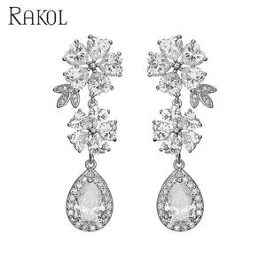 RAKOL EP2634 Water Drop Zircon <b>Beautiful</b> Flower Shape <b>Earrings</b> Jewelry 2020 - Product Image 3