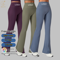 Pantalon de yoga évasé taille haute froncé extensible pour femme, en Spandex respirant, idéal pour le sport et le fitness